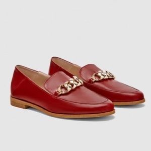 NWT Zara Leather Chain Loafers